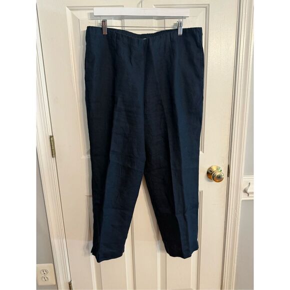 J. Jill Love Linen Navy Pull On Ankle Pants sz M EUC - Picture 1 of 6